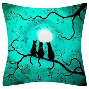Spooky haunted black cat on tree pillowcase, cover bed, couch home decor